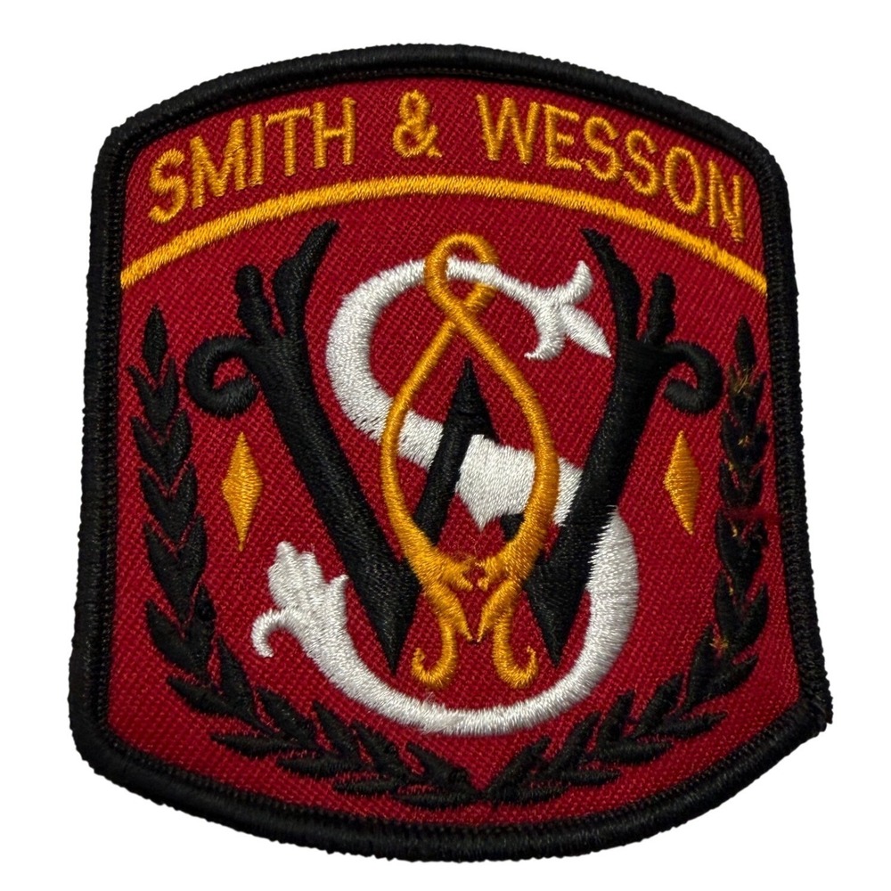 Smith & Wesson Embroidered Patch Red Gold White Logo Tactical Gun Enthusiast